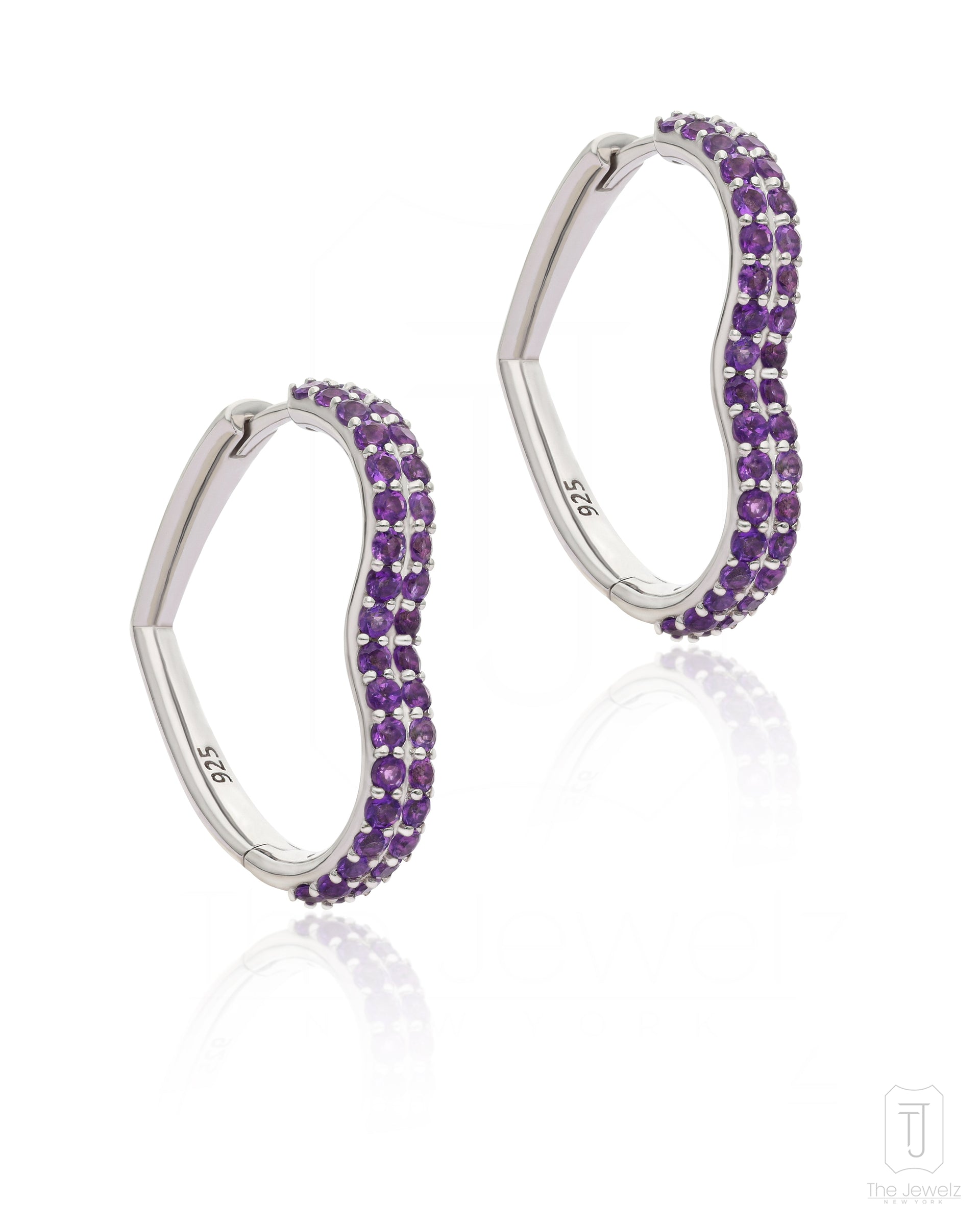 Amethyst One Love Silver Huggies