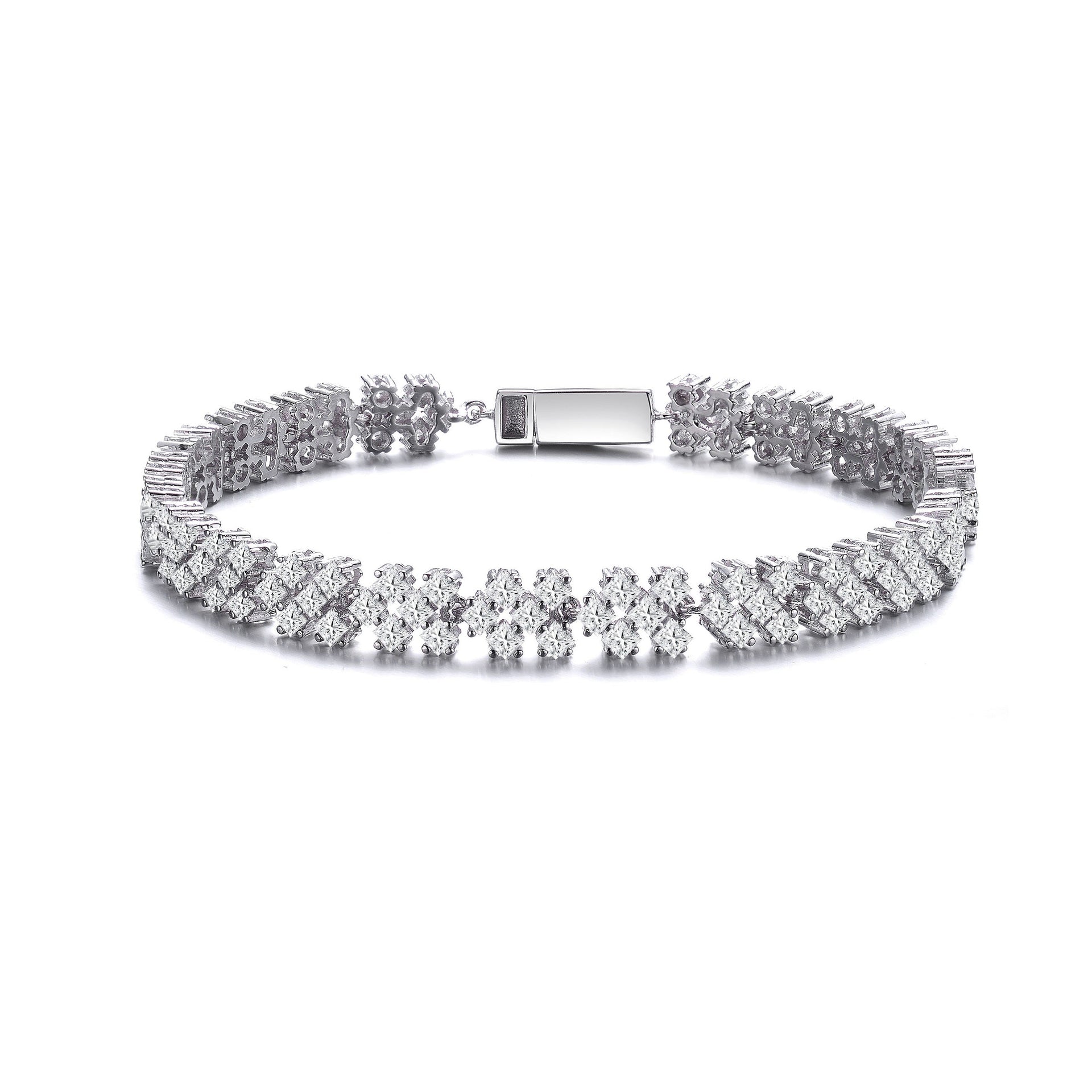 Rachel Glauber One Of A Kind Classy Three Row Cubic Zirconia Tennis Bracelet