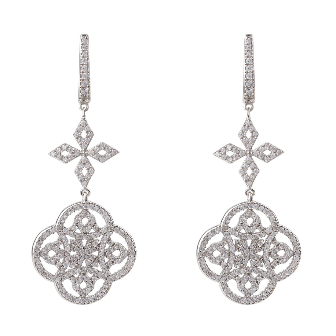 Celtic Knot Clover Drop Earrings Silver