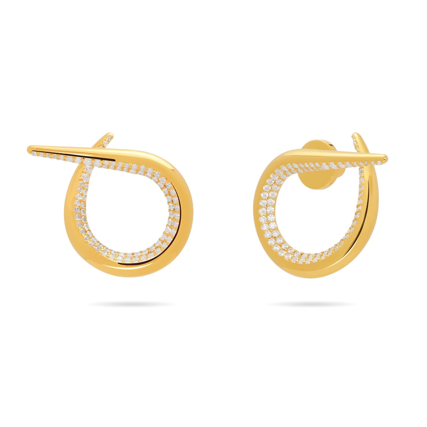 Open Twist Waterdrop Pave Earrings - Gold