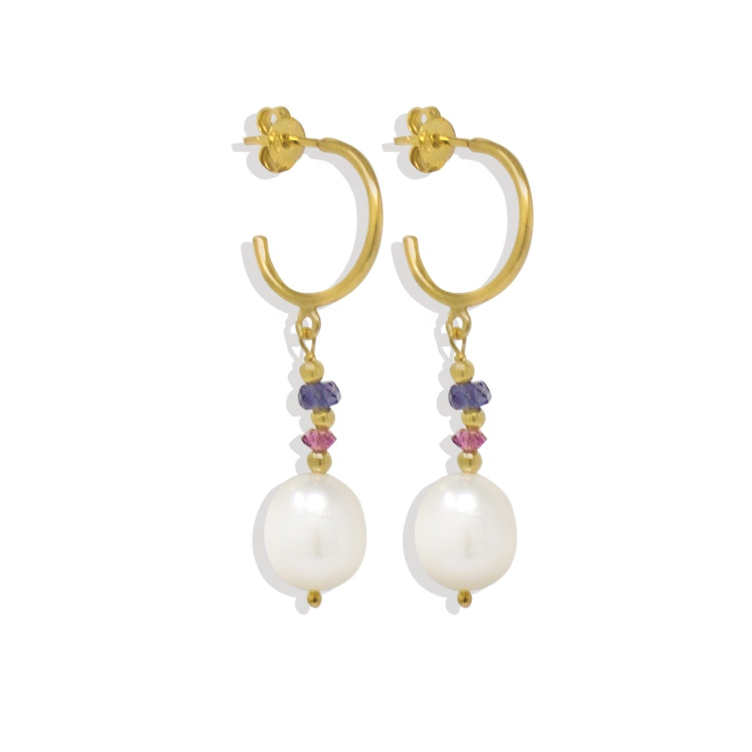 Seas & Sparks Blue Pink Hoop Earrings