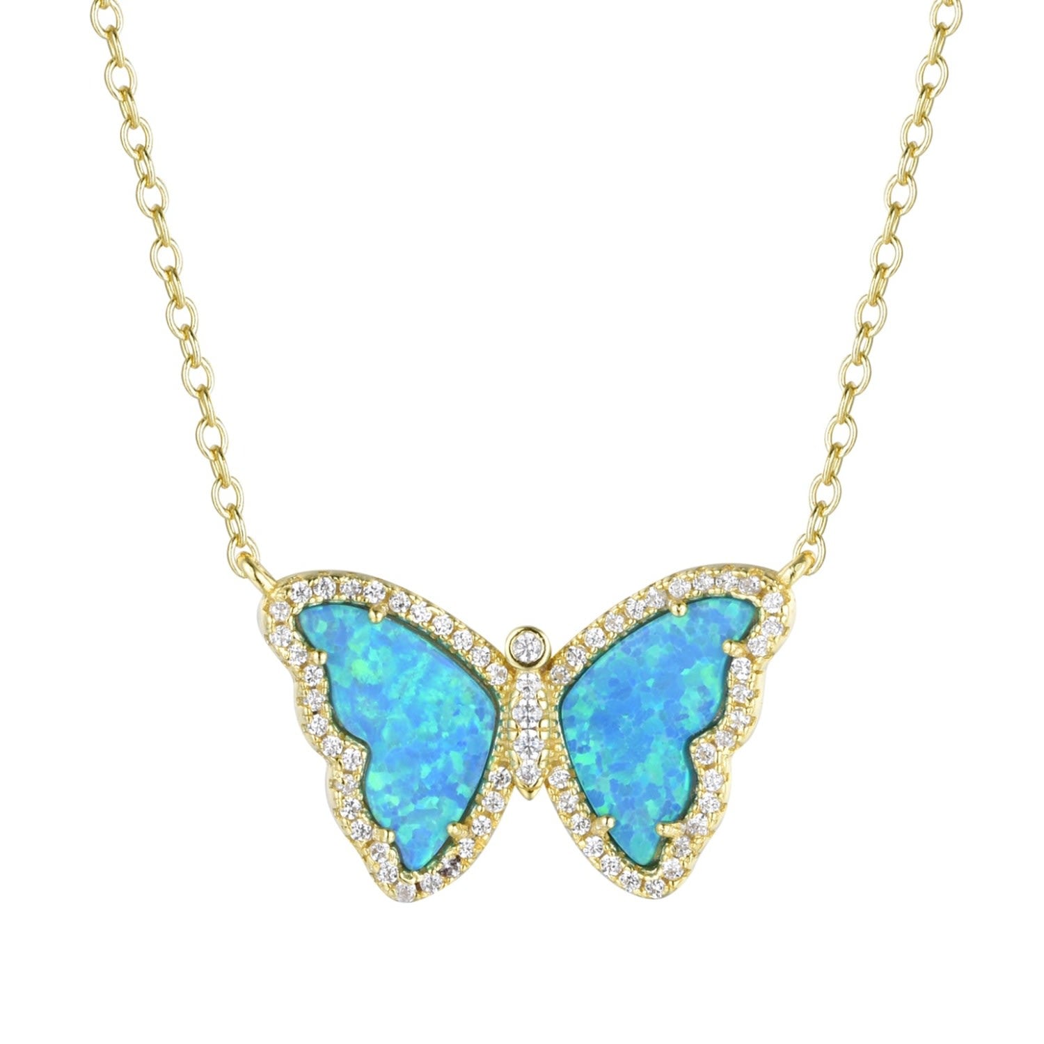 Opal Butterfly Necklace - Blue