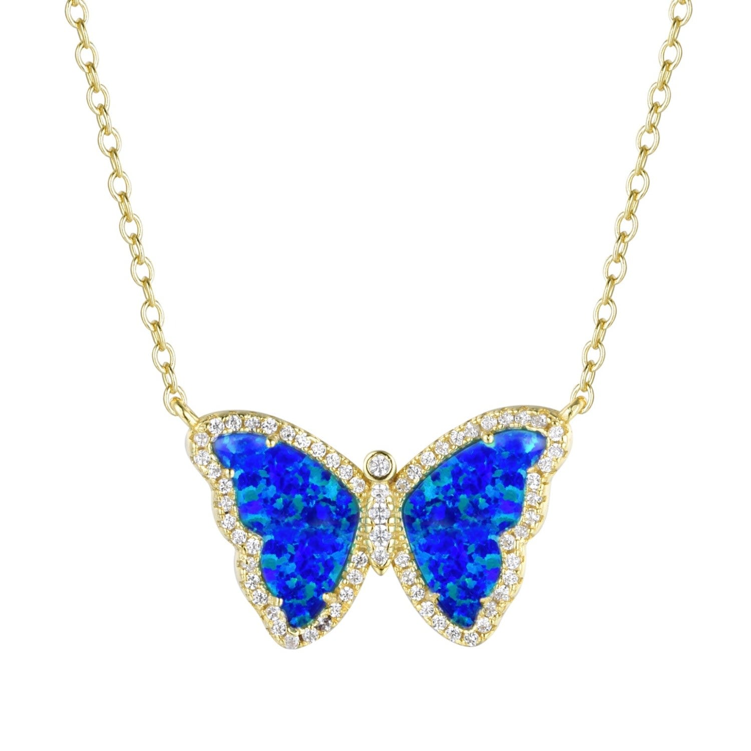 Opal Butterfly Necklace - Indigo