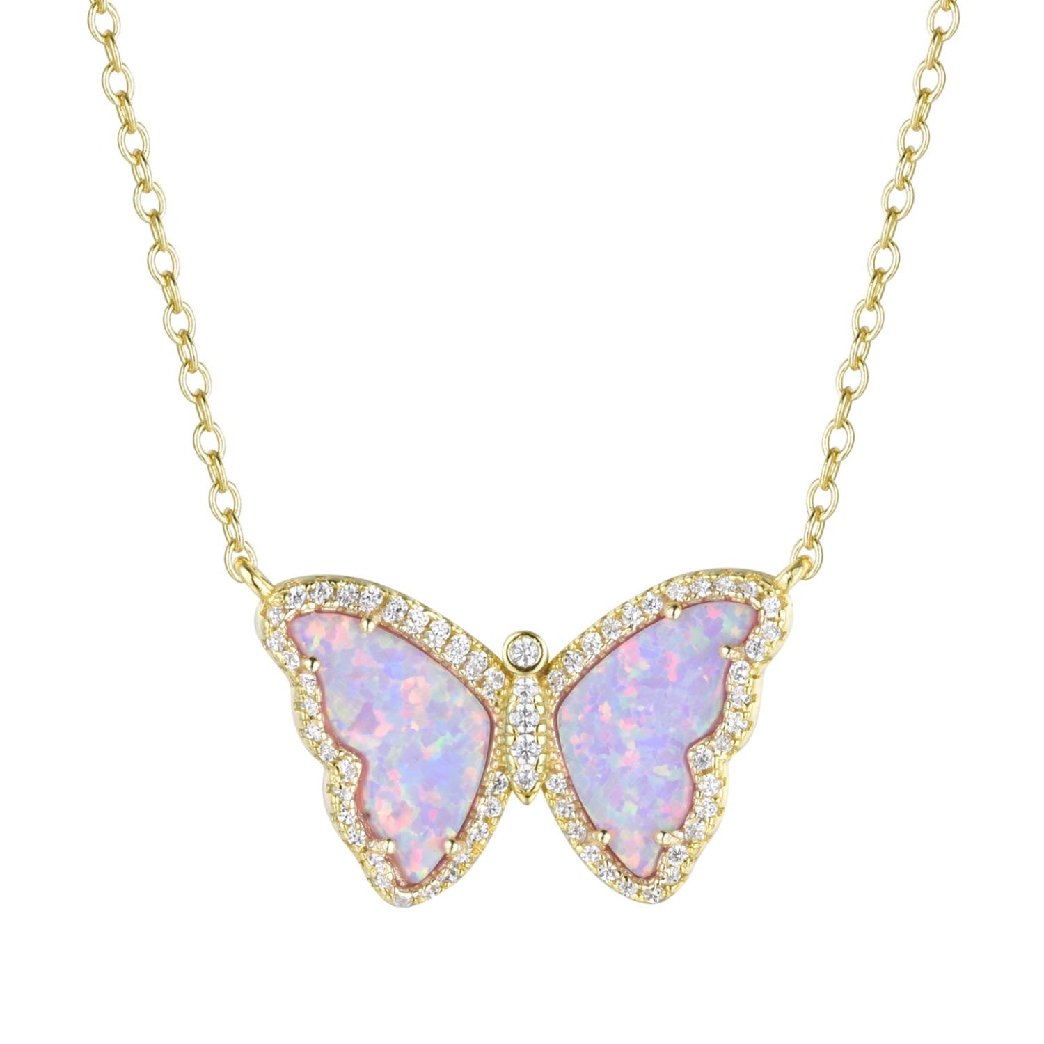 Opal Butterfly Necklace - Lavender
