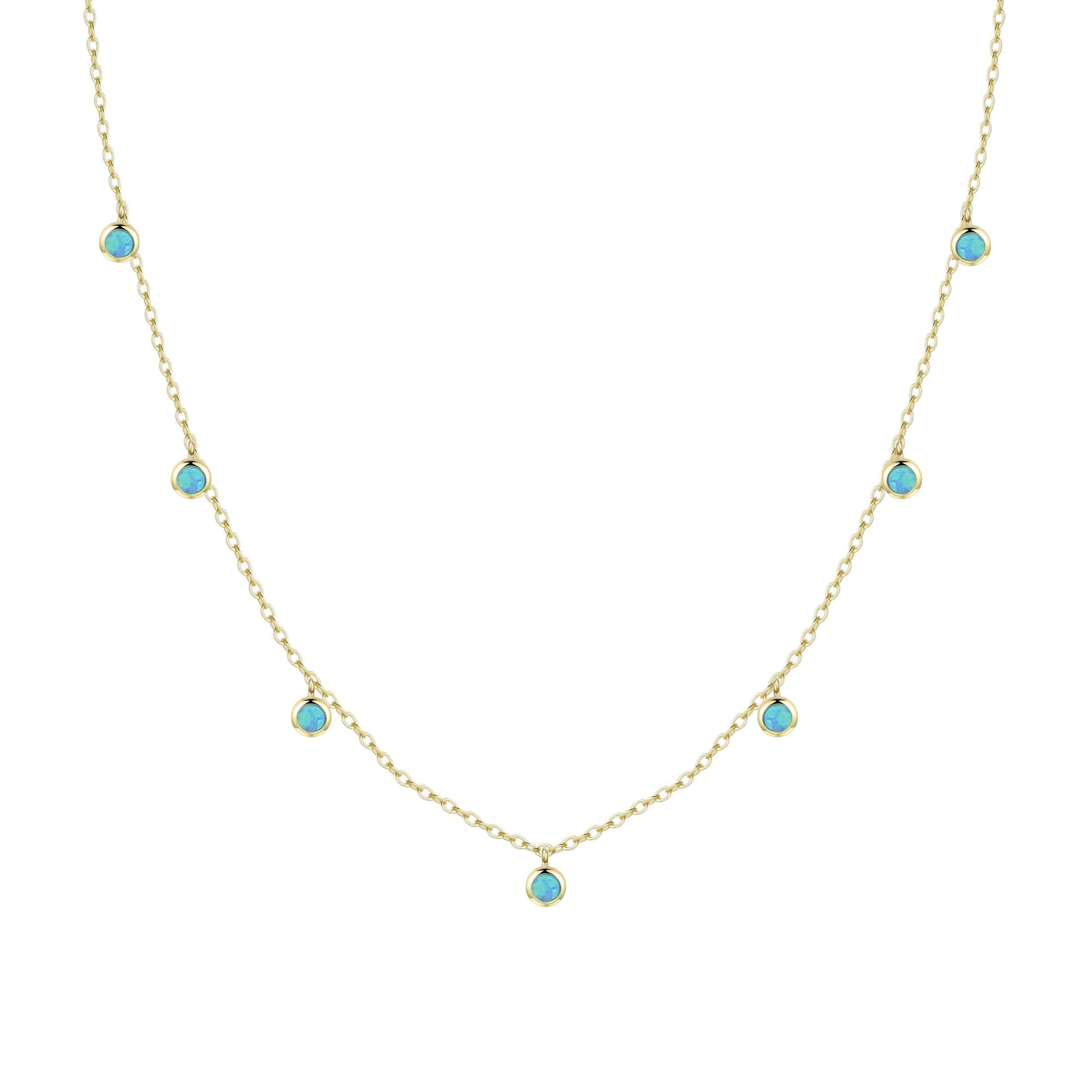 Opal Dew Drops Reversible Layering Necklace - Blue