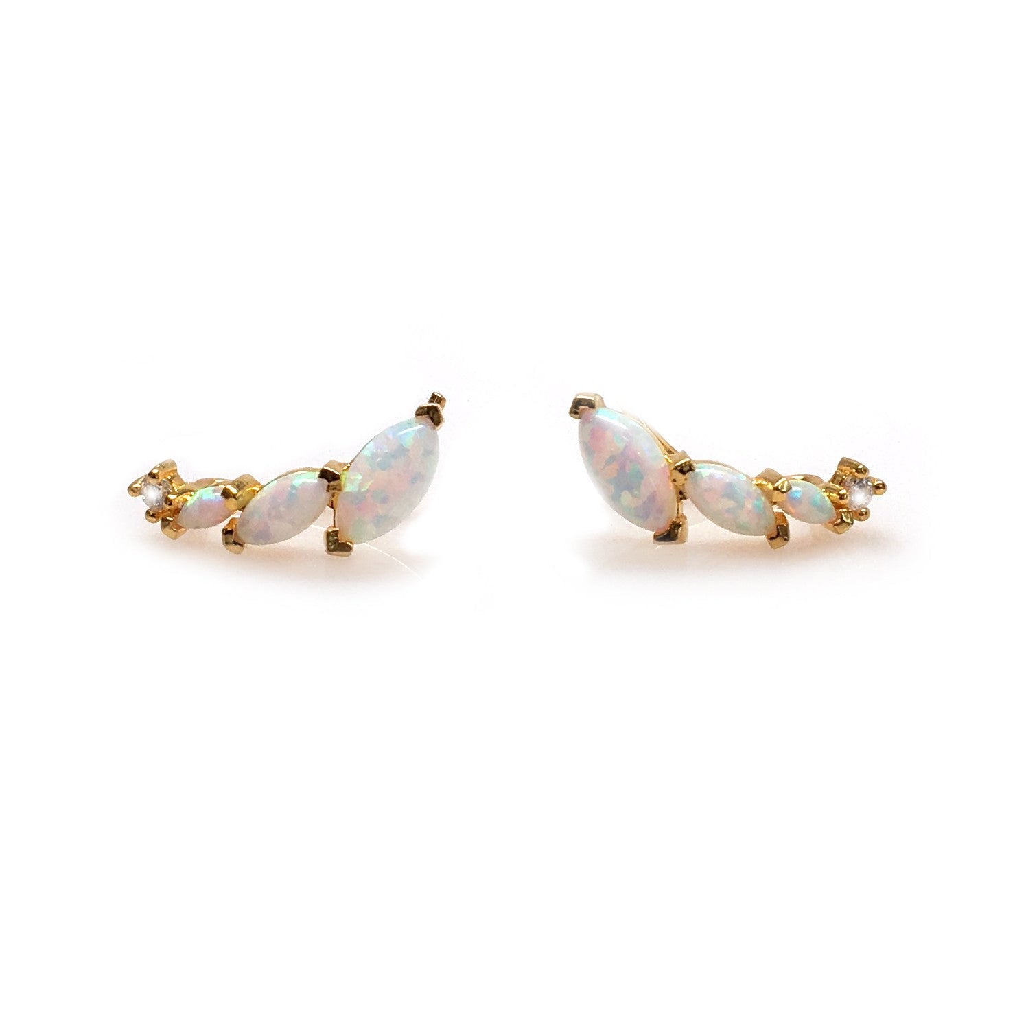 Opal & Diamond Wing Ear Climbers