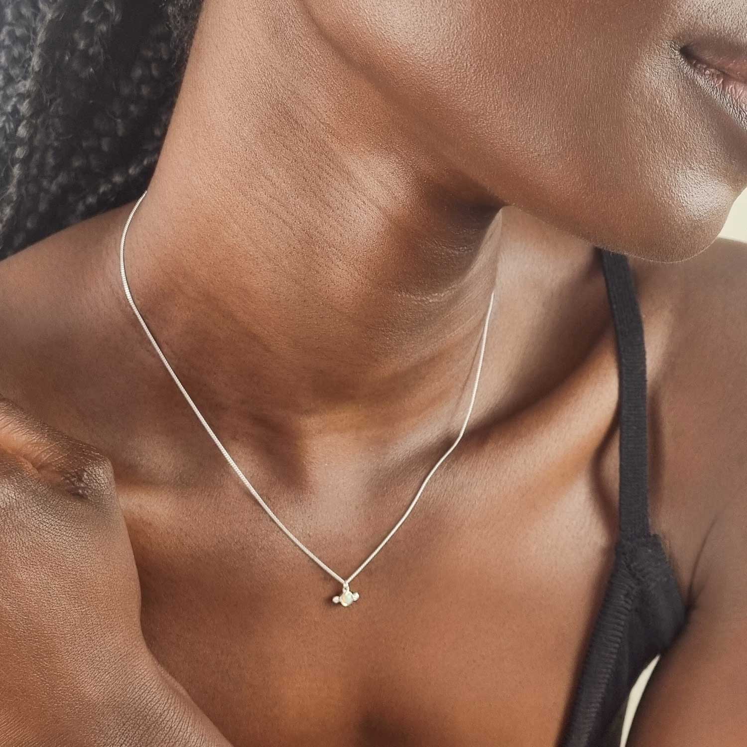Opal & Diamonds Necklace – Silver