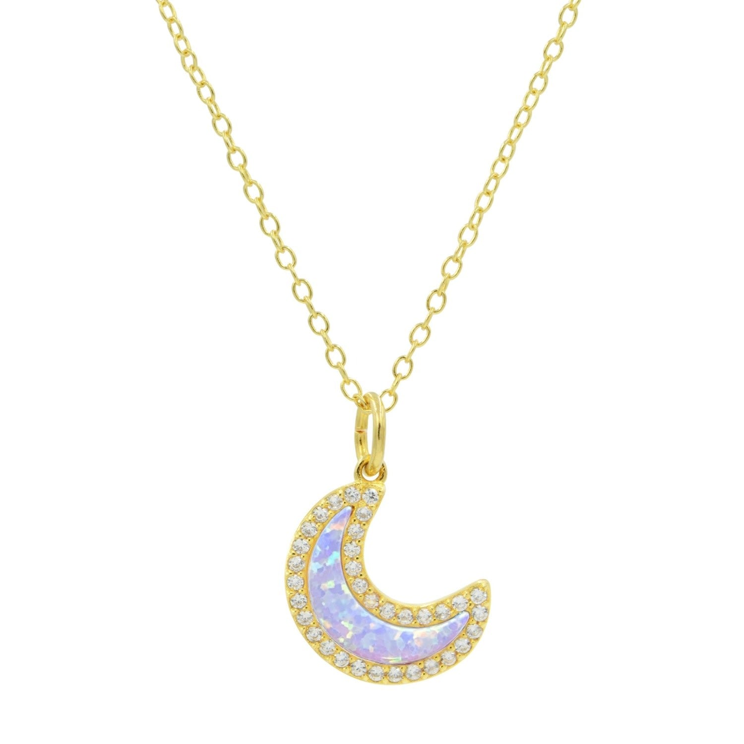 Opal Moon Necklace - Lavender