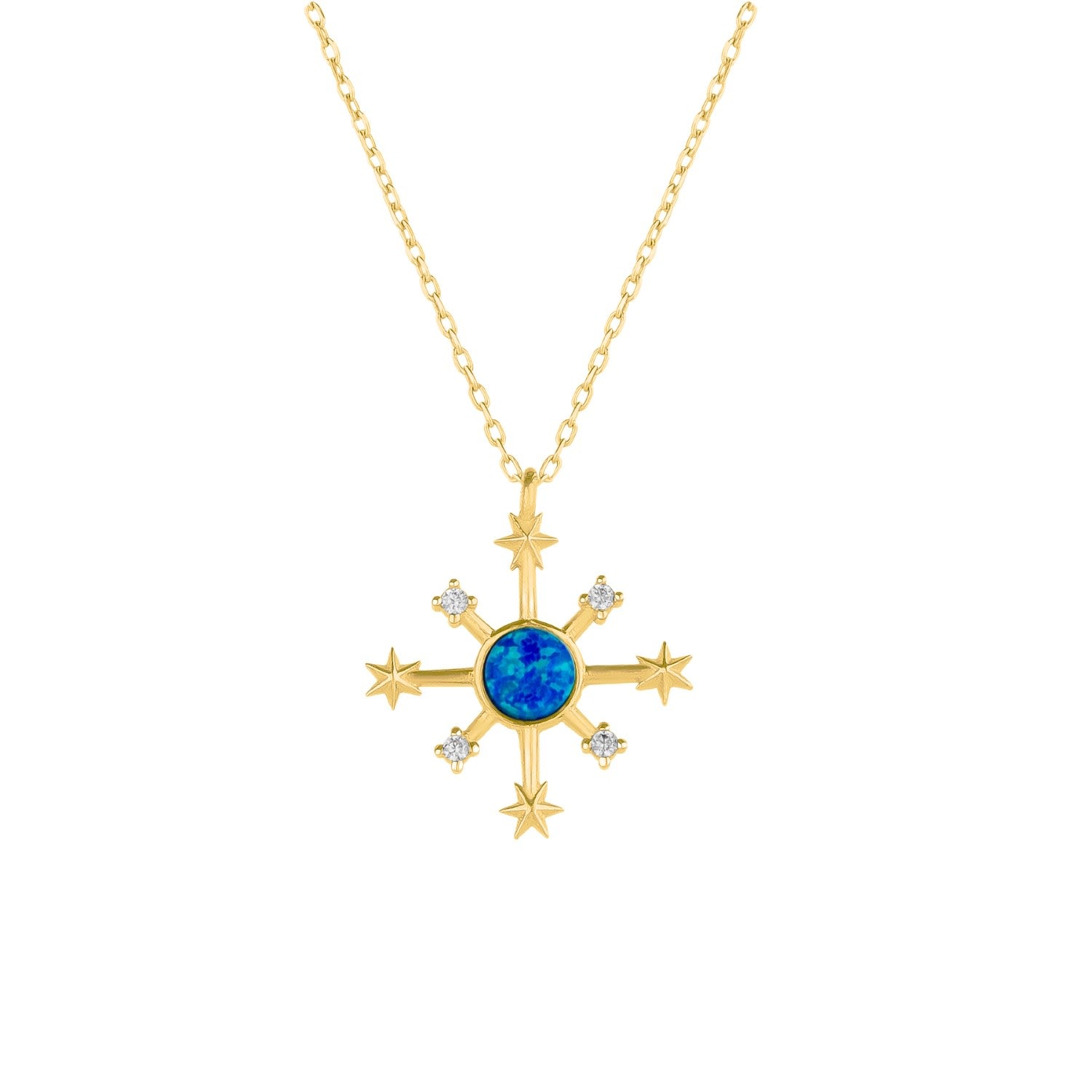 Opal Ship Wheel High Quality Sterling Silver Necklace In Gold
