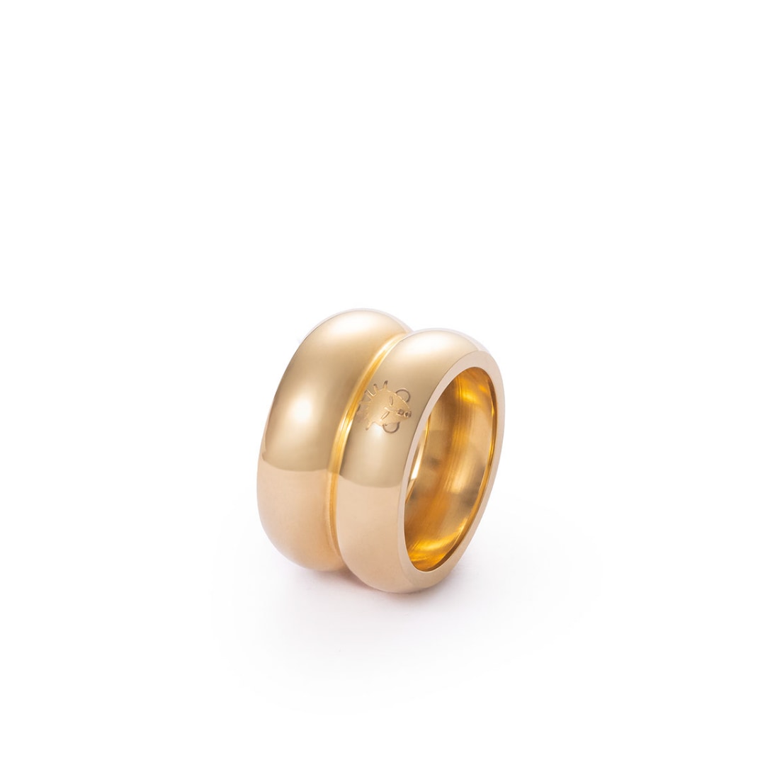 Òpẹ̀ Ring – Gold-Plated Stainless Steel Double Band Ring