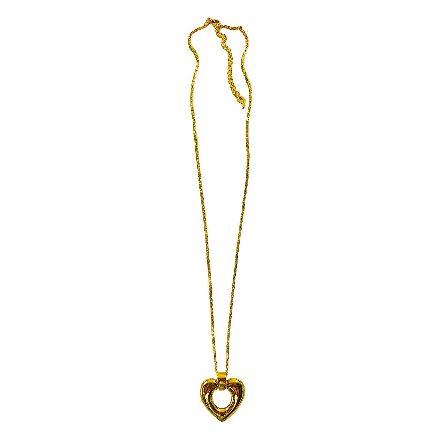 Open Center Puffed Heart Pendant Necklace