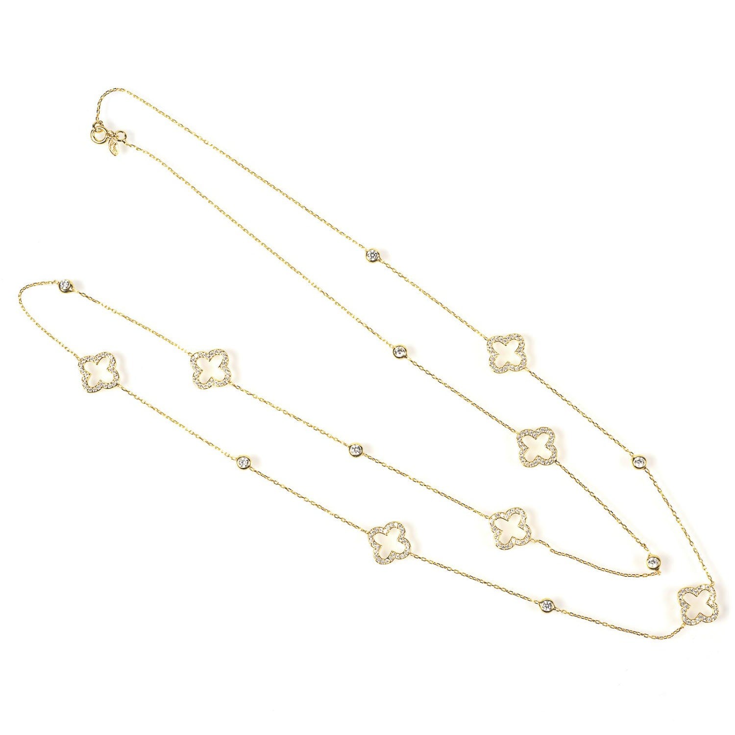 Byzantine Clover Necklace Long Gold