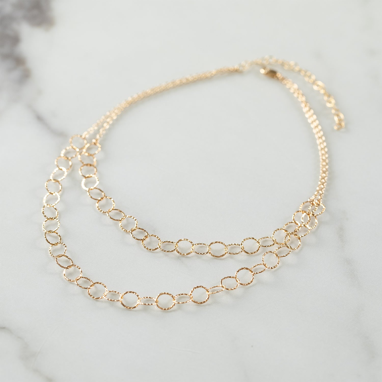 Open Link Draped Choker Necklace - Goldfilled