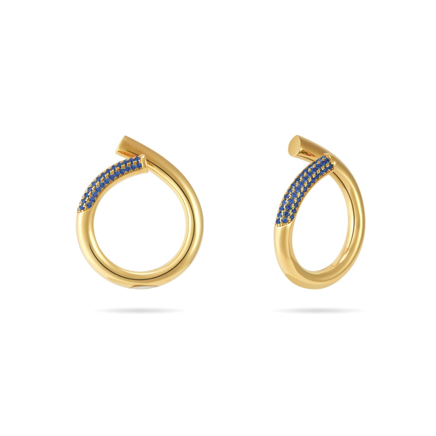 Open Twist Waterdrop Ring - Gold, Blue Stone