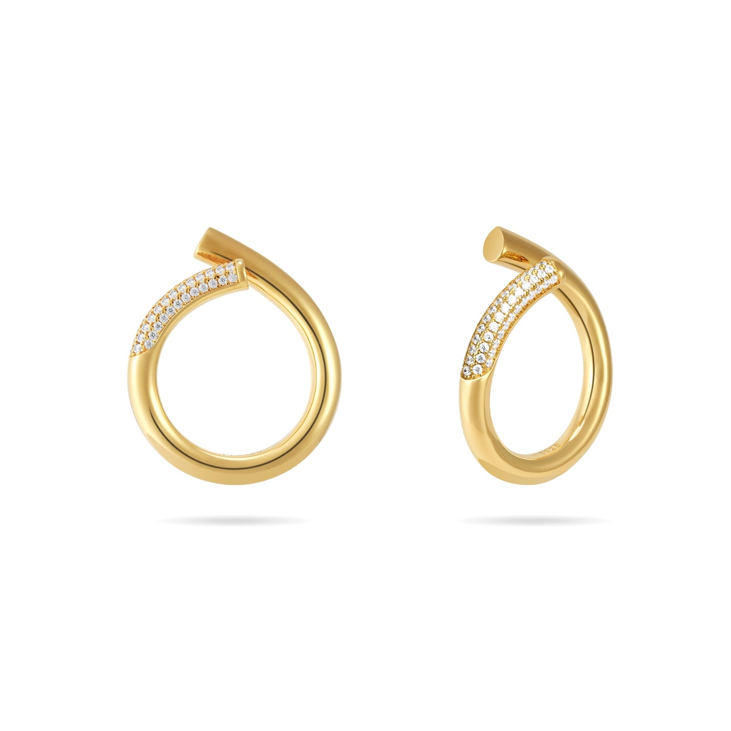 Open Twist Waterdrop Ring - Gold, Clear Stone