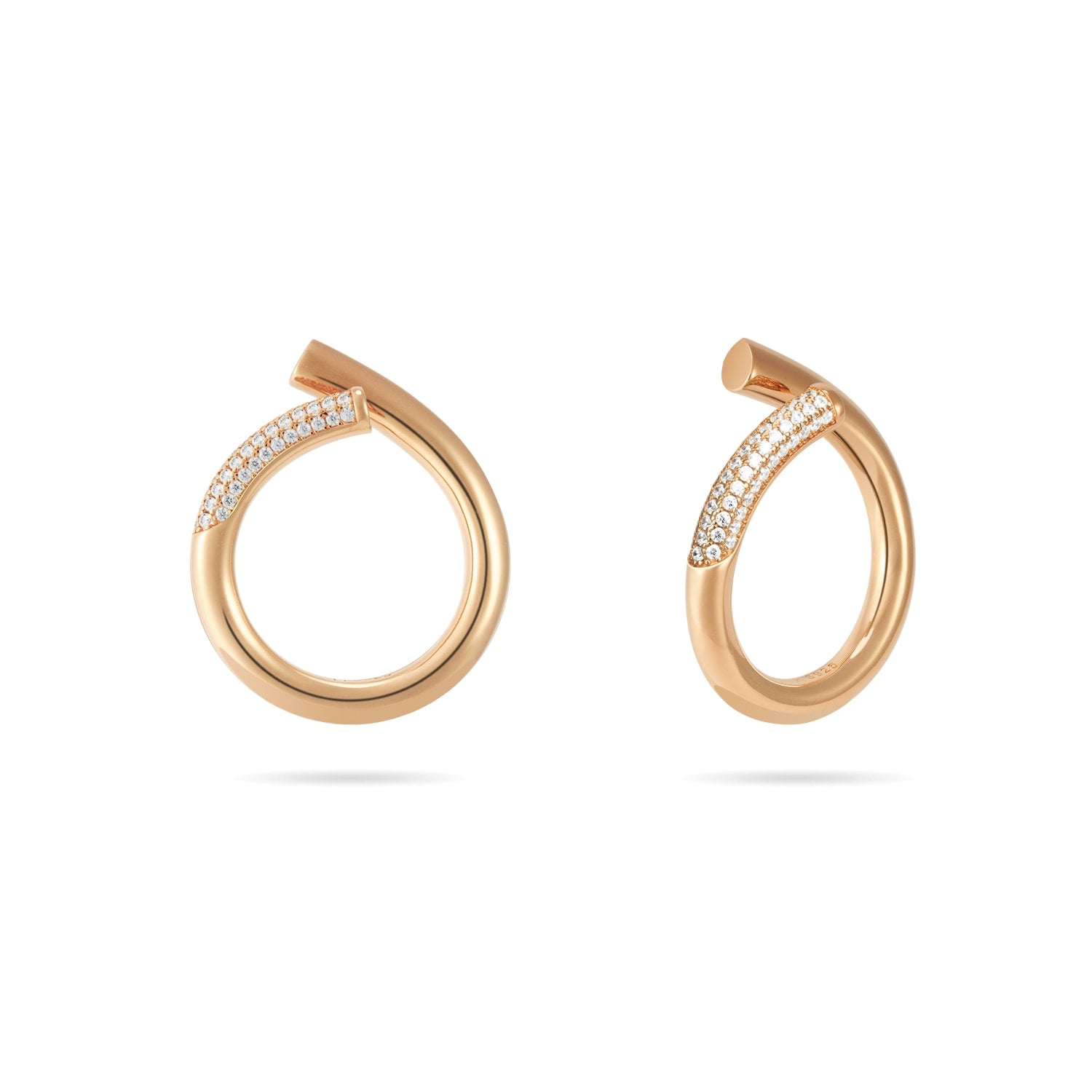 Open Twist Waterdrop Ring - Rose Gold, Clear Stone