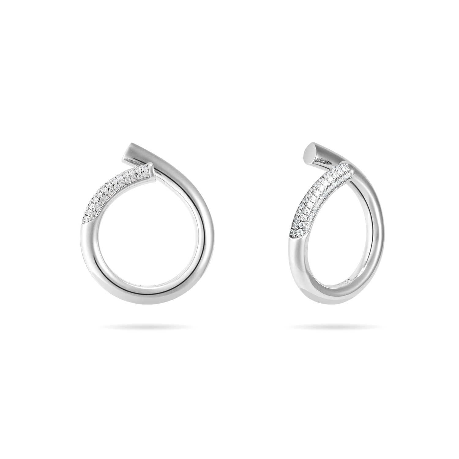Open Twist Waterdrop Ring - Silver, Clear Stone
