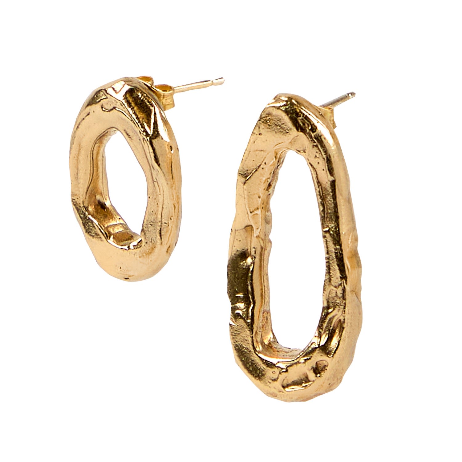 Molten Irregular Hoops Opposites Attract Earrings - Gold Vermeil
