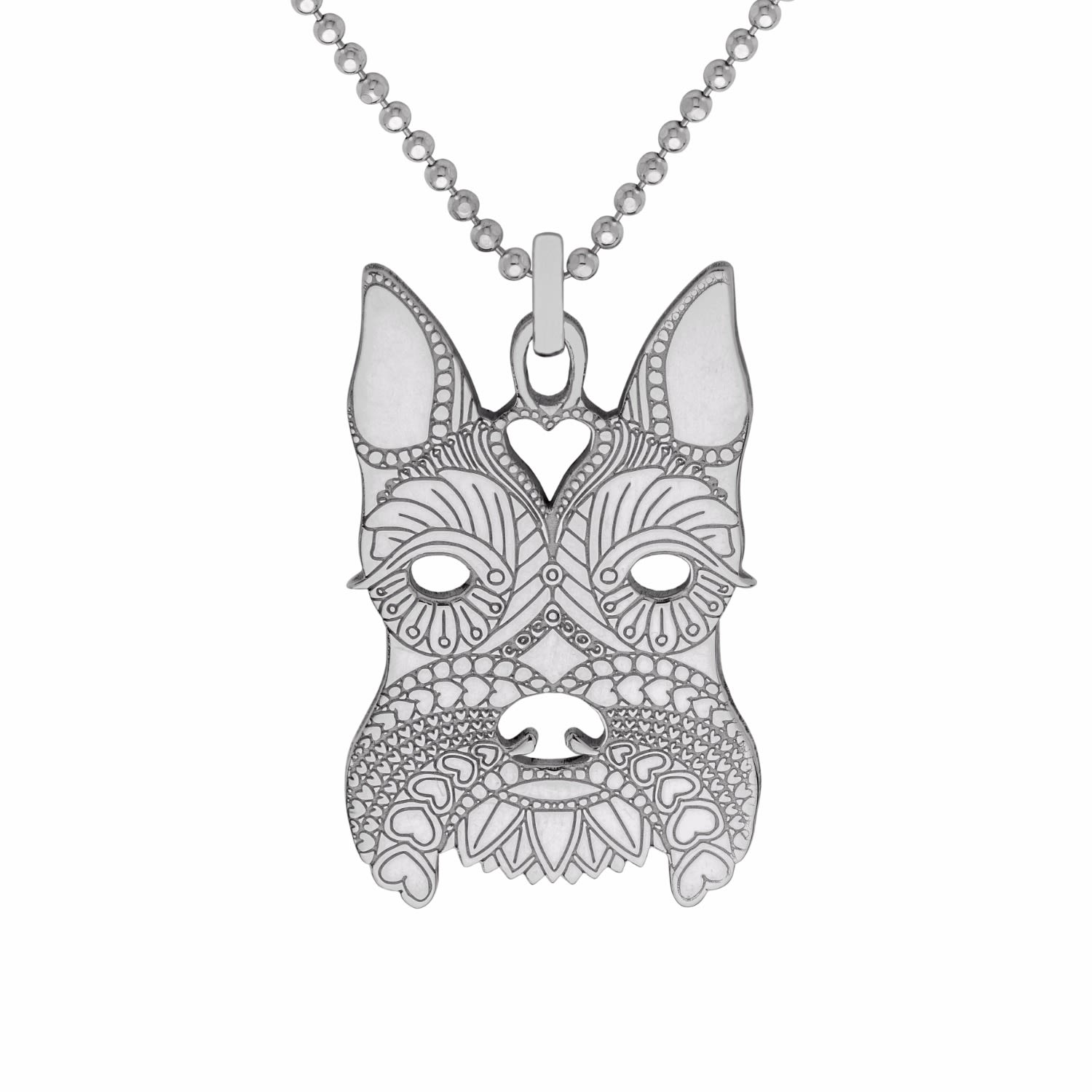 Medium Silver Schnauzer Pendant Necklace