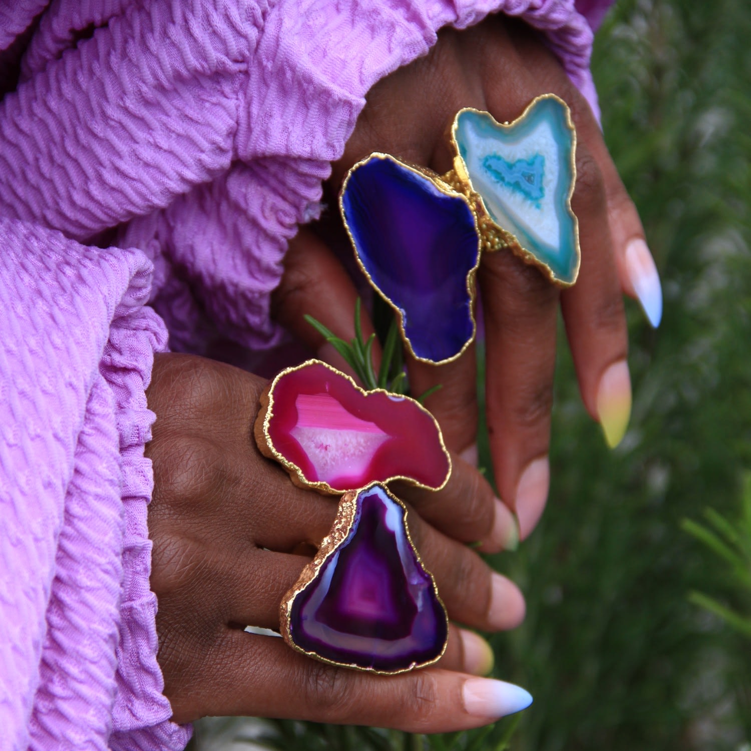 Ultra Mega Purple Gemstone Gold Statement Ring