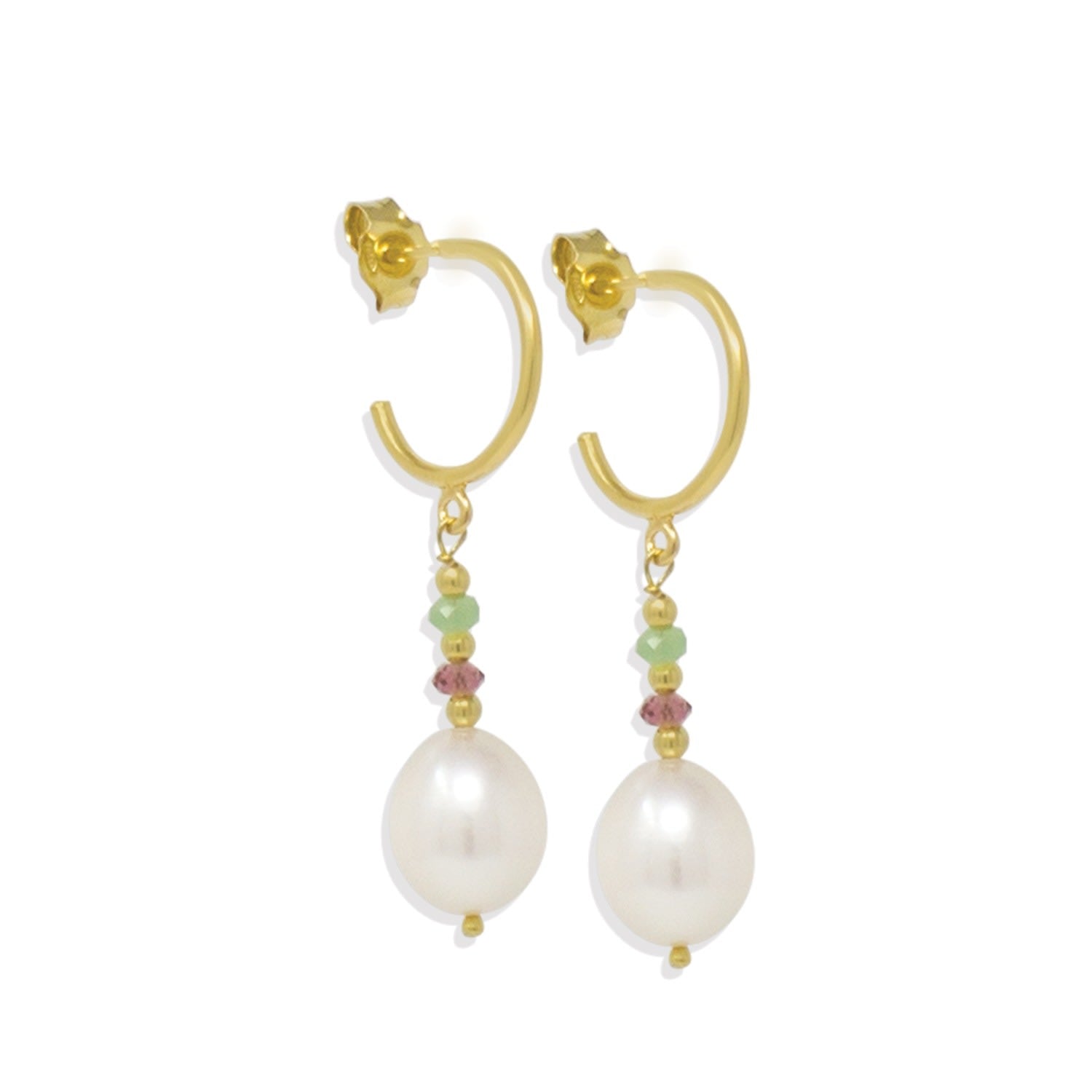 Seas & Sparks Green Pink Hoop Earrings