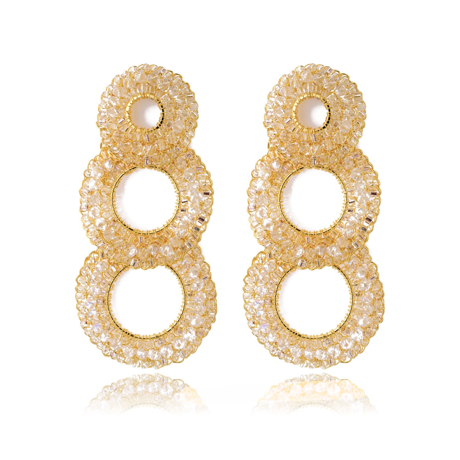 Clear & Gold Gush Handmade Earrings