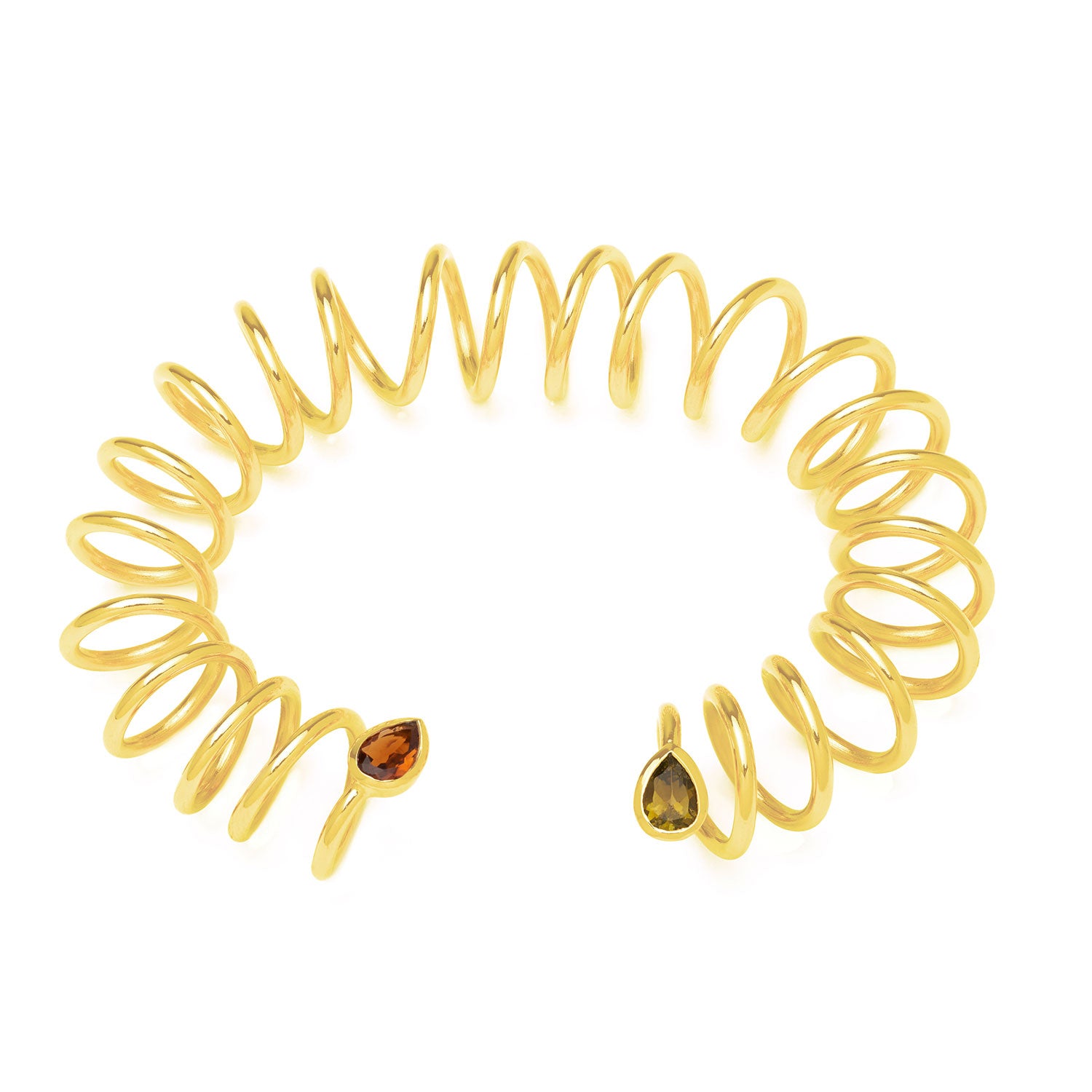 Orange And Yellow Tourmaline Gold Curl Bracelet