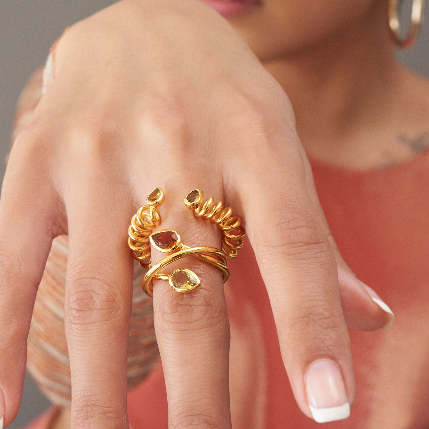 Orange And Yellow Tourmaline Infinity Ring