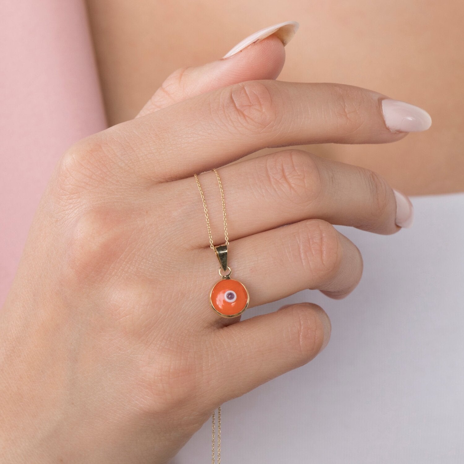 Orange Evil Eye Pendant / Your Lucky Charm
