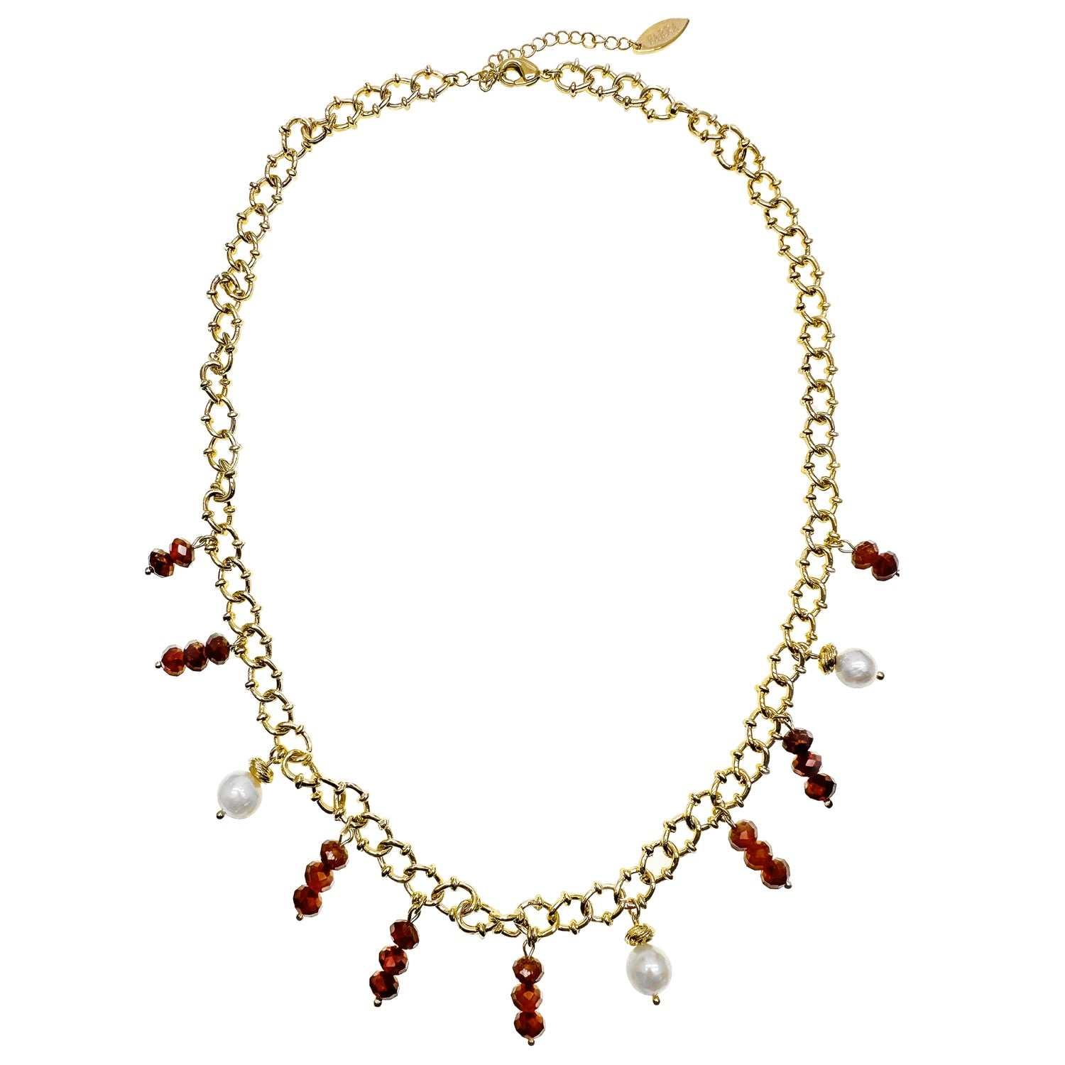 Orange Garnet Charm Statement Necklace