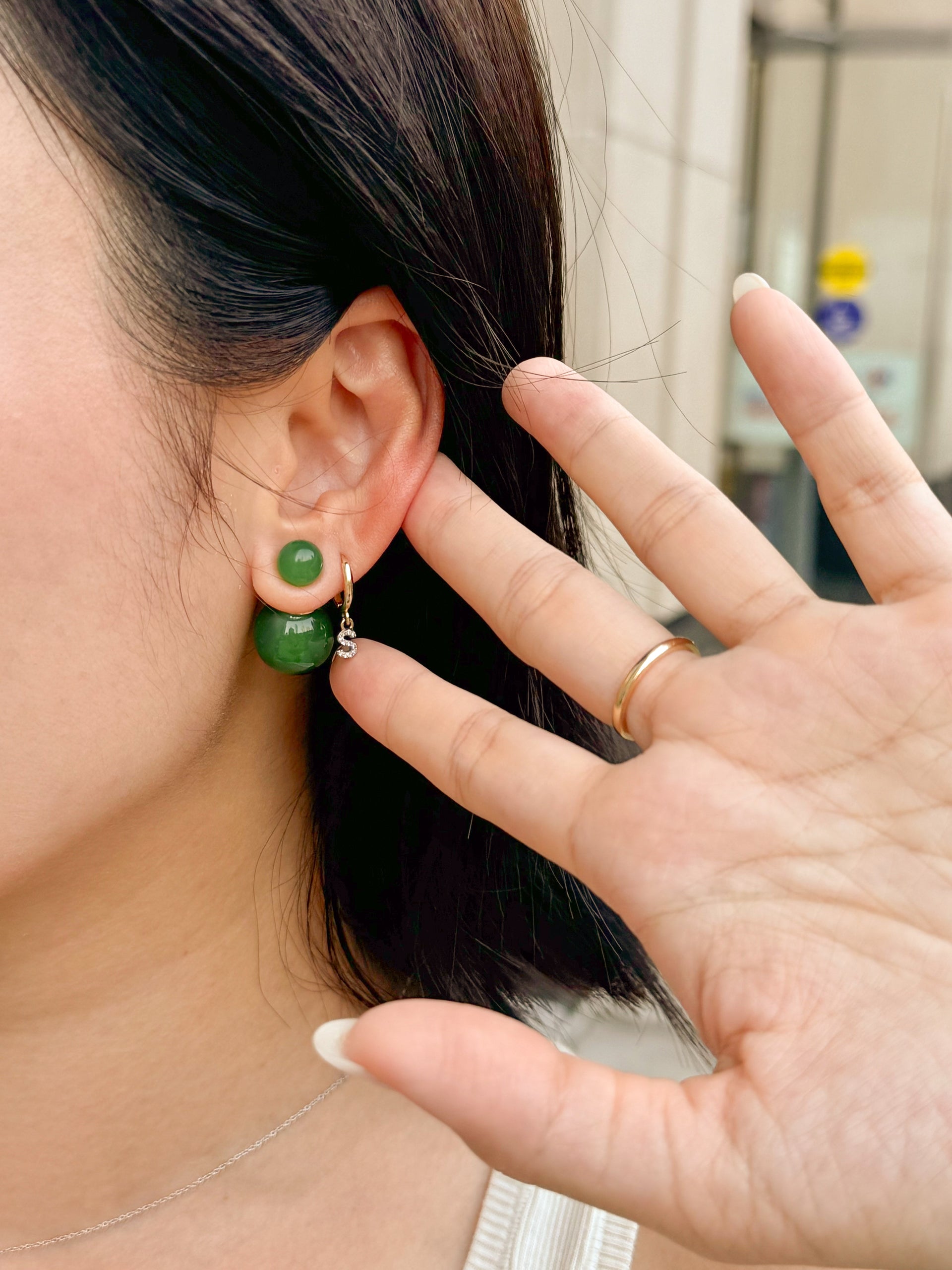 Orbit Duo Double Ended Jade Stone Stud Earrings