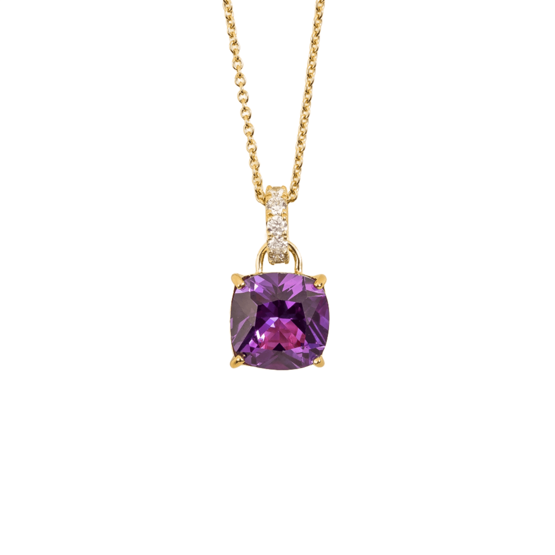 Oreol Pendant Necklace In Purple Sapphire & Diamond Set In Gold