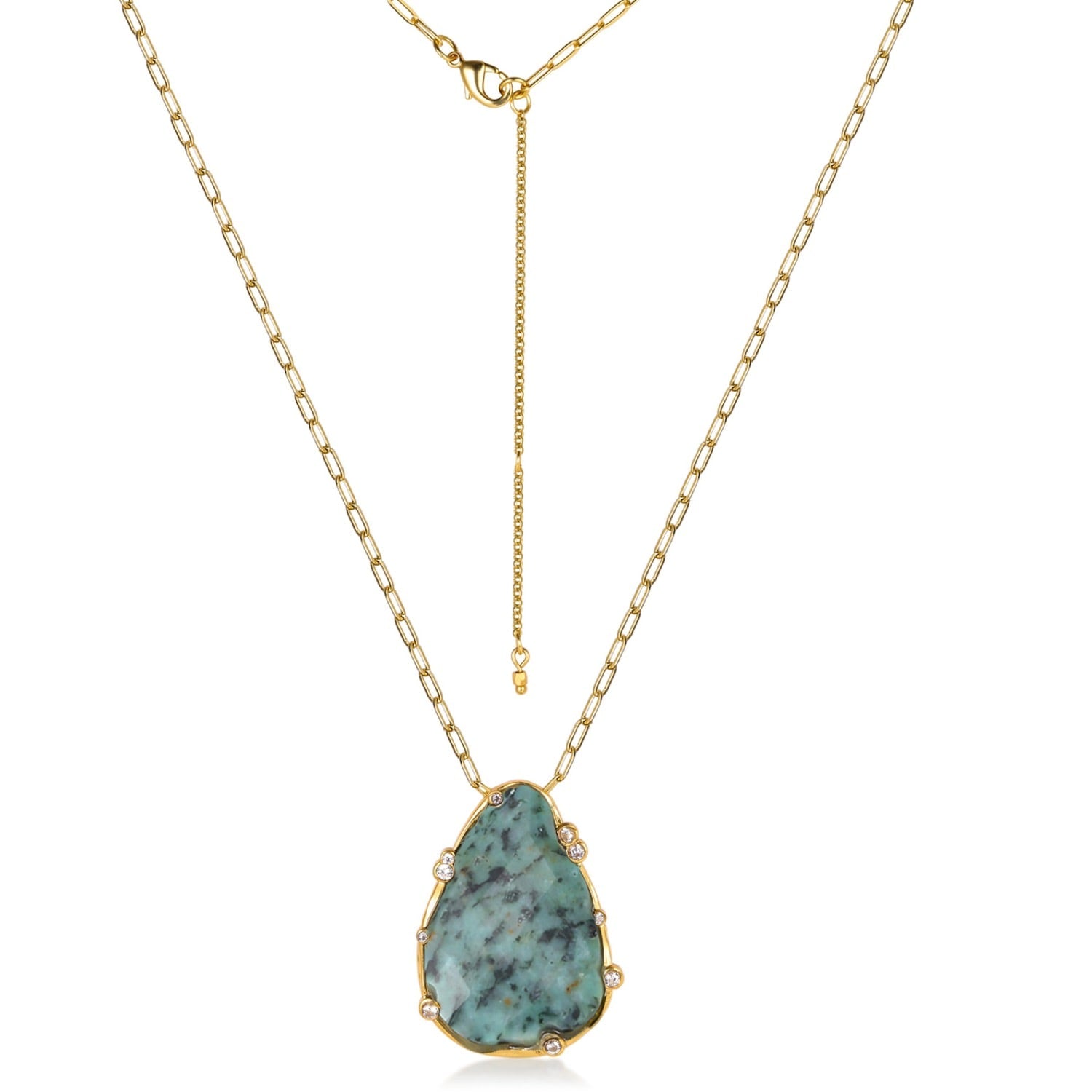 Organic African Turquoise Teardrop Necklace