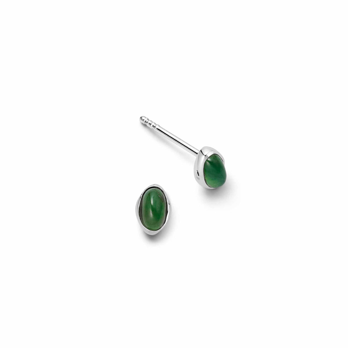 Green Aventurine Oval Stud Earrings Sterling Silver