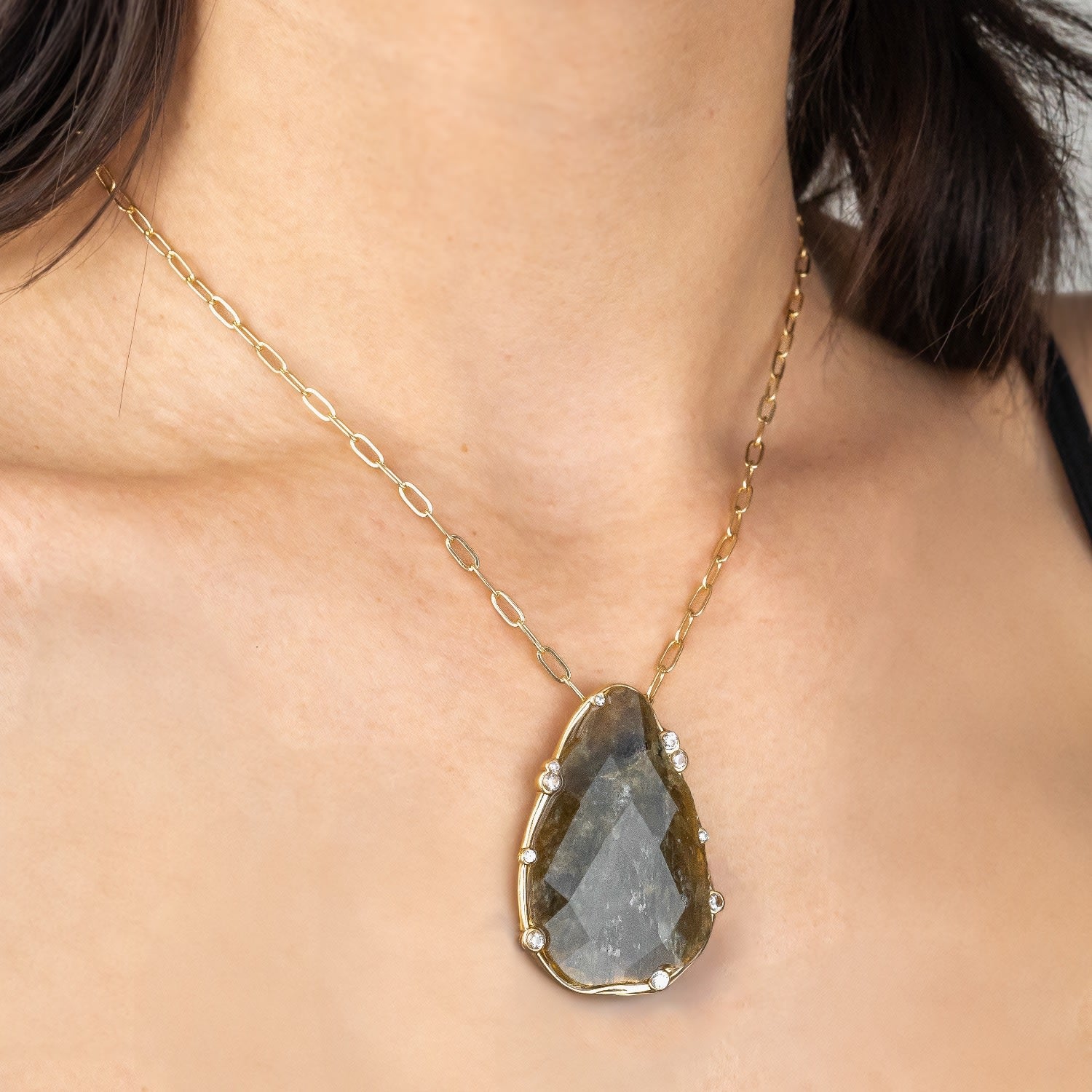 Organic Labradorite Teardrop Necklace