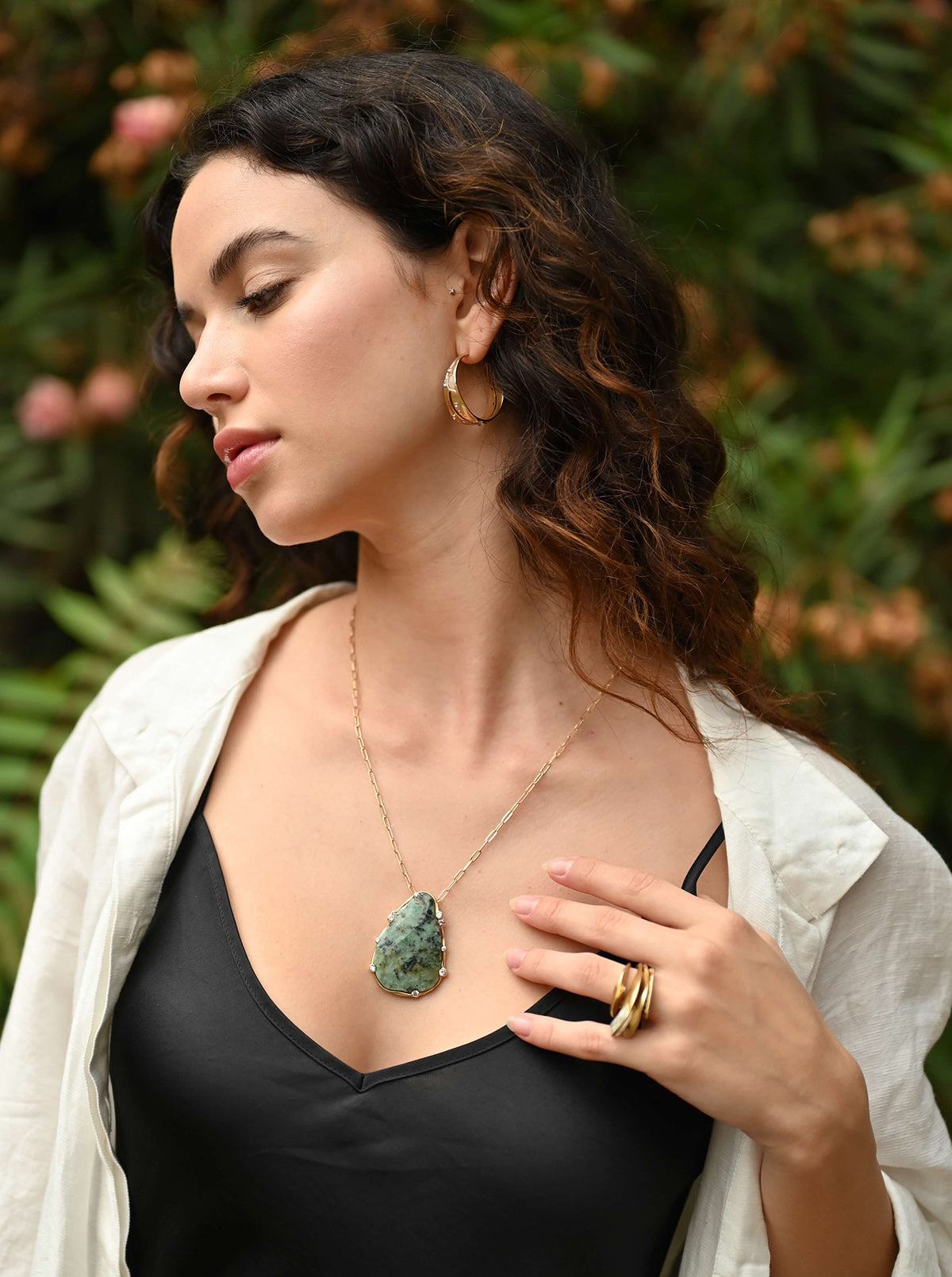 Organic African Turquoise Teardrop Necklace