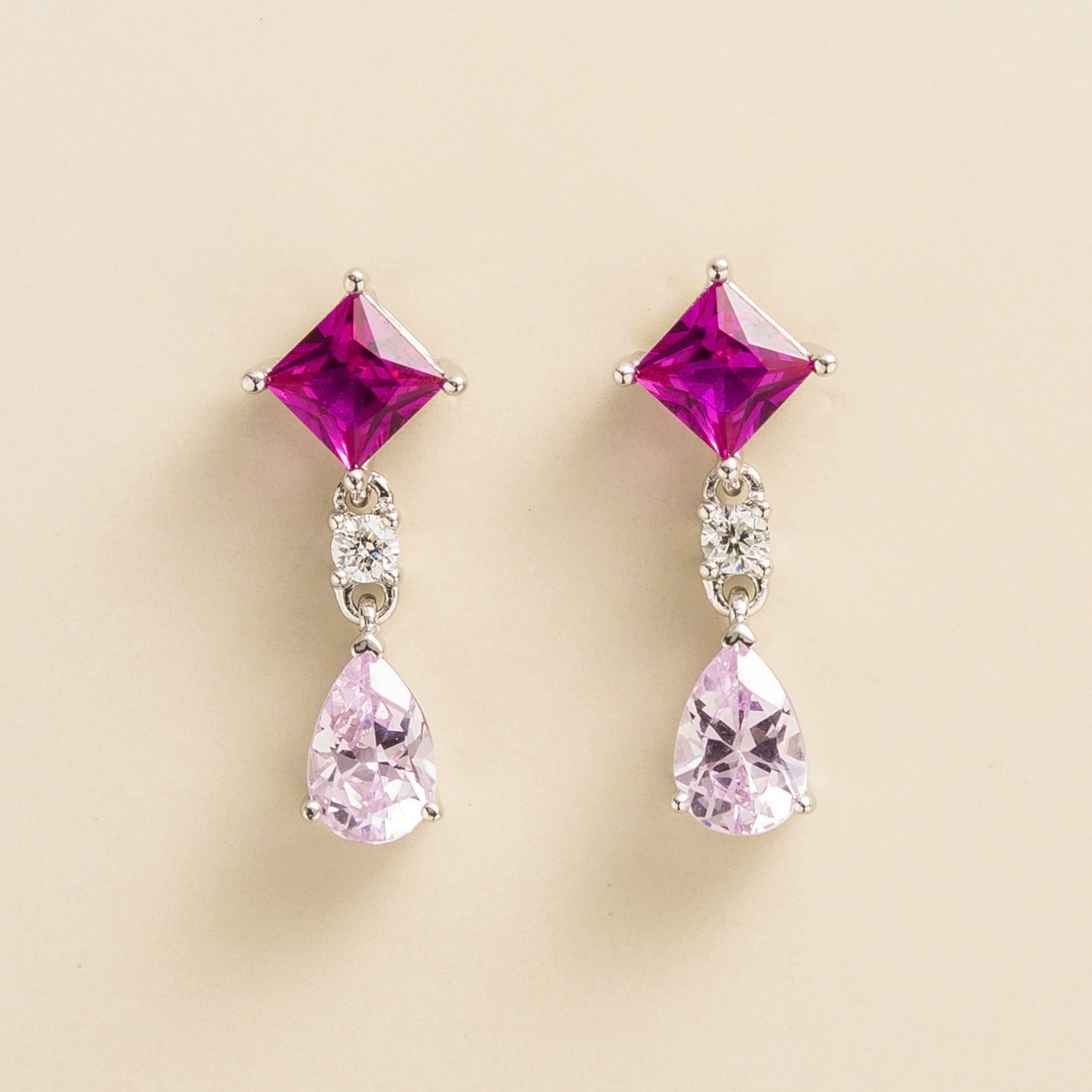Ori White Gold Earrings Pink Sapphire & Diamond