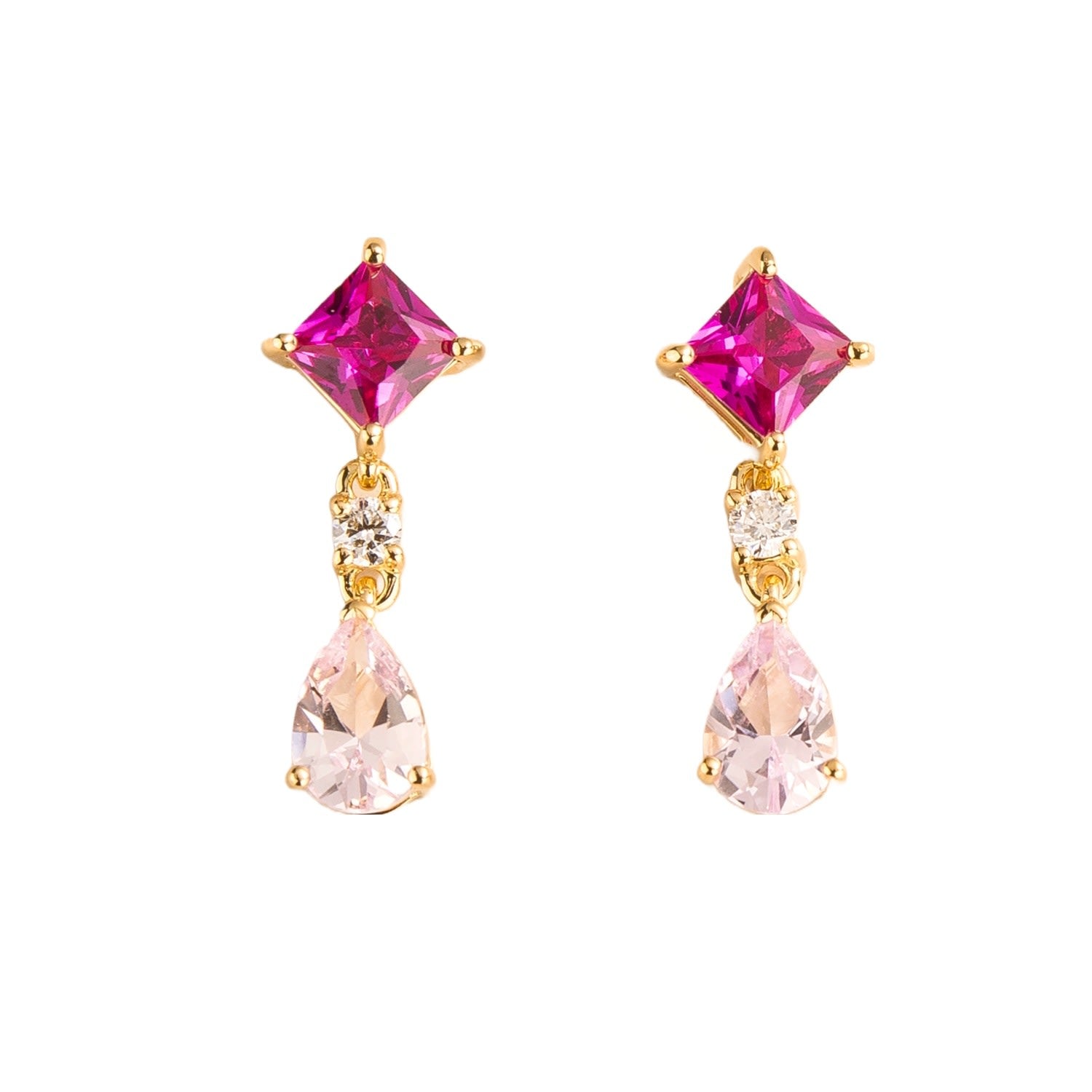 Ori Gold Earrings In Pink Sapphire & Diamond