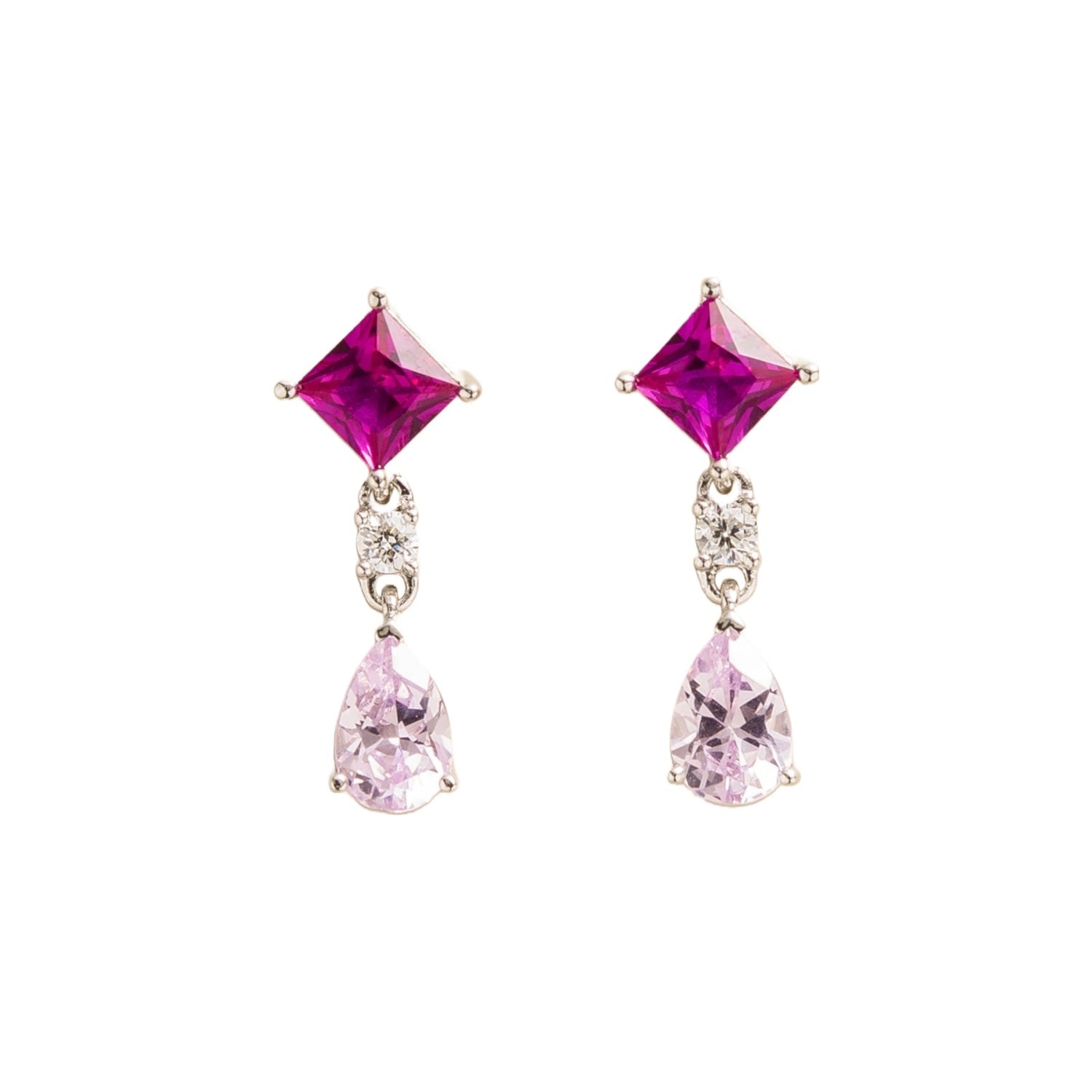 Ori White Gold Earrings Pink Sapphire & Diamond