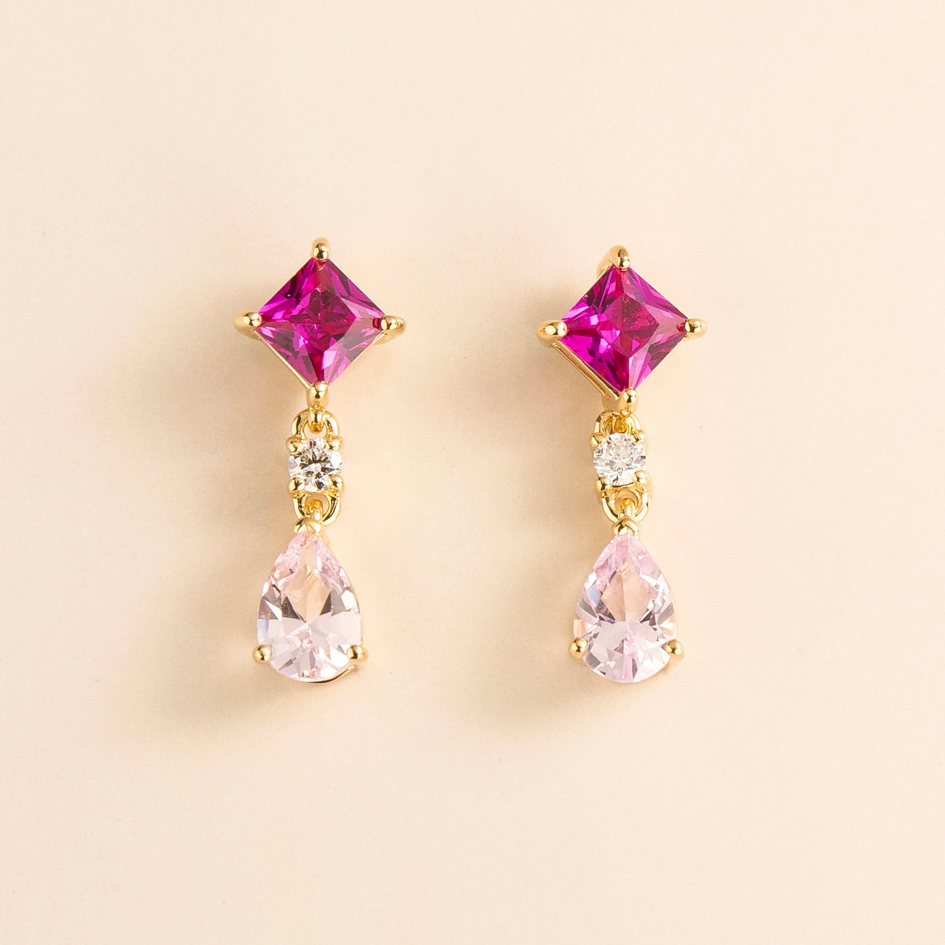 Ori Gold Earrings In Pink Sapphire & Diamond
