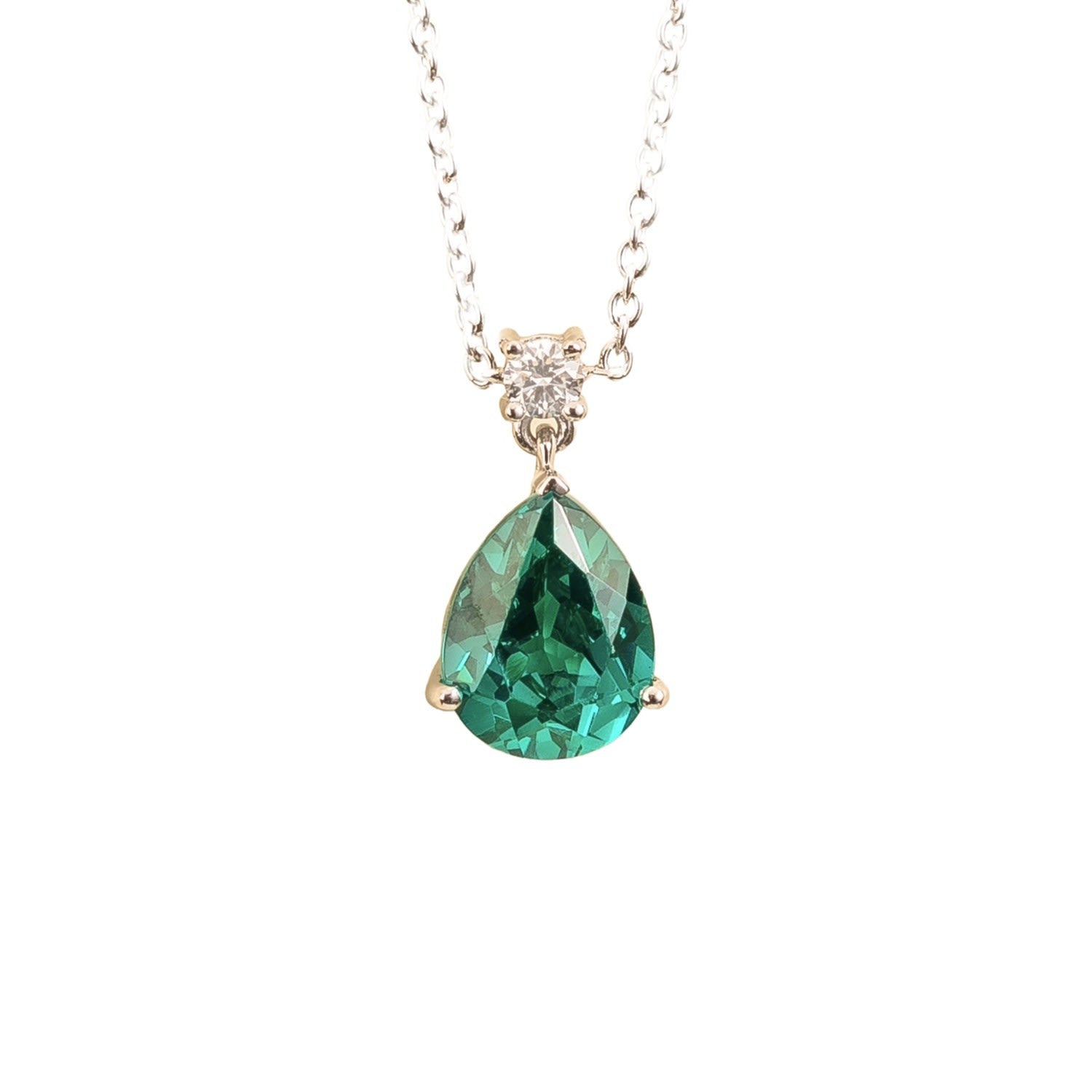 Ori Medium Pendant Necklace In Paraiba Sapphire & Diamond Set In White Gold