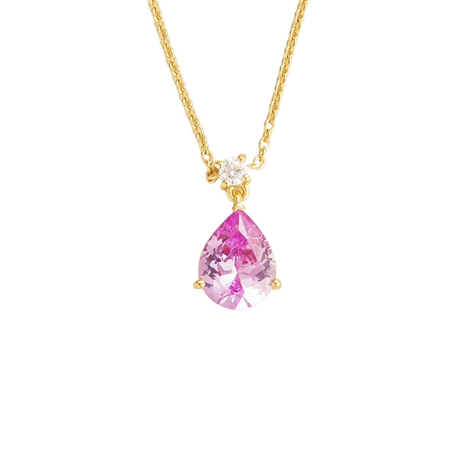Ori Medium Pendant Necklace In Pink Sapphire & Diamond Set In Gold