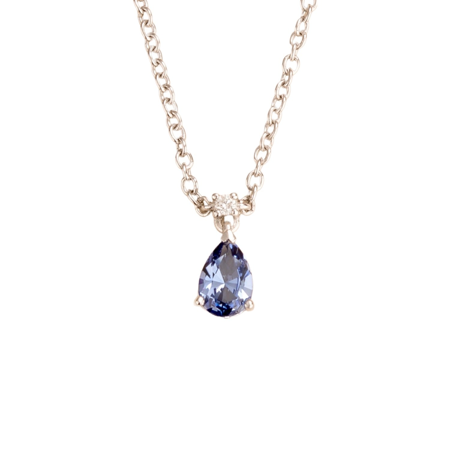 Ori Small Pendant Necklace In Ceylon Blue Sapphire And Diamond