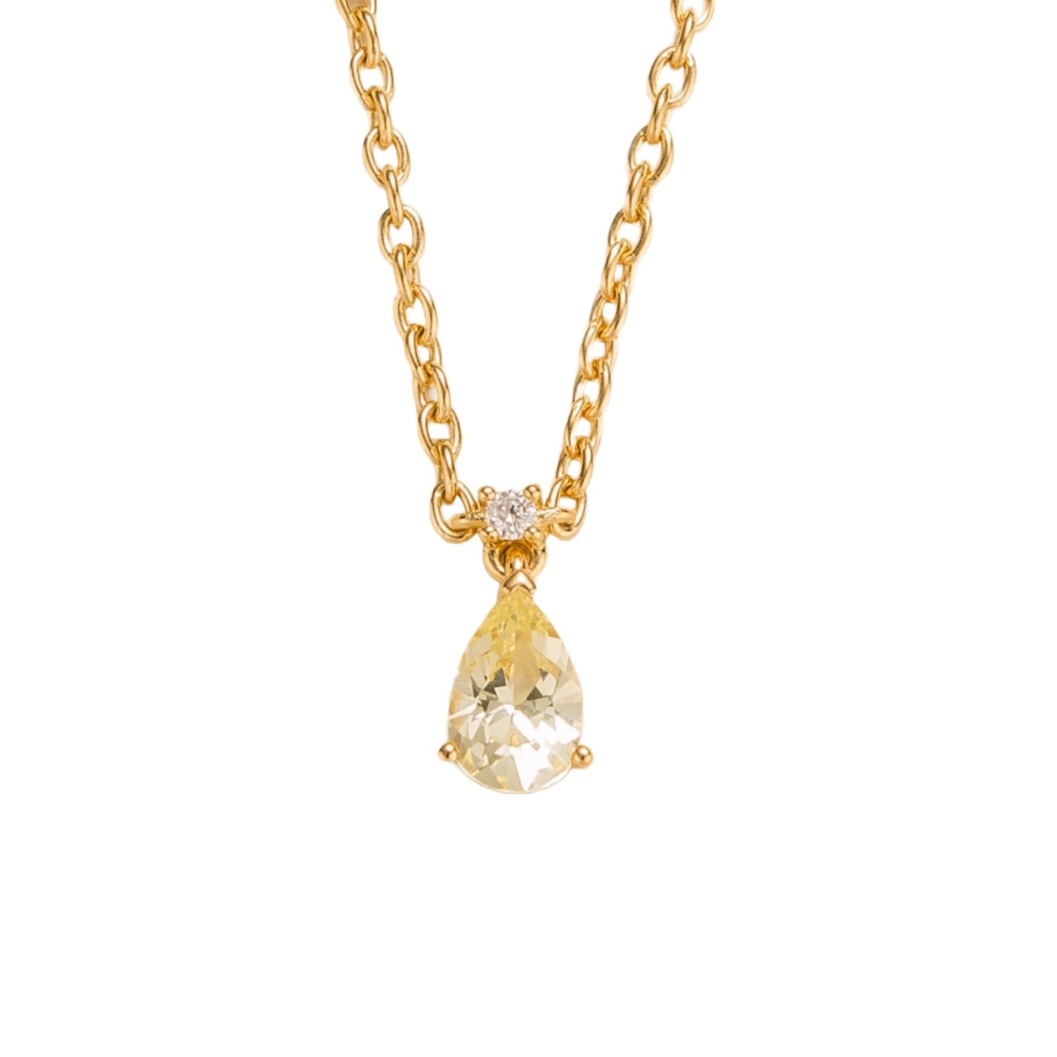 Ori Small Gold Pendant Necklace In Yellow Sapphire & Diamond