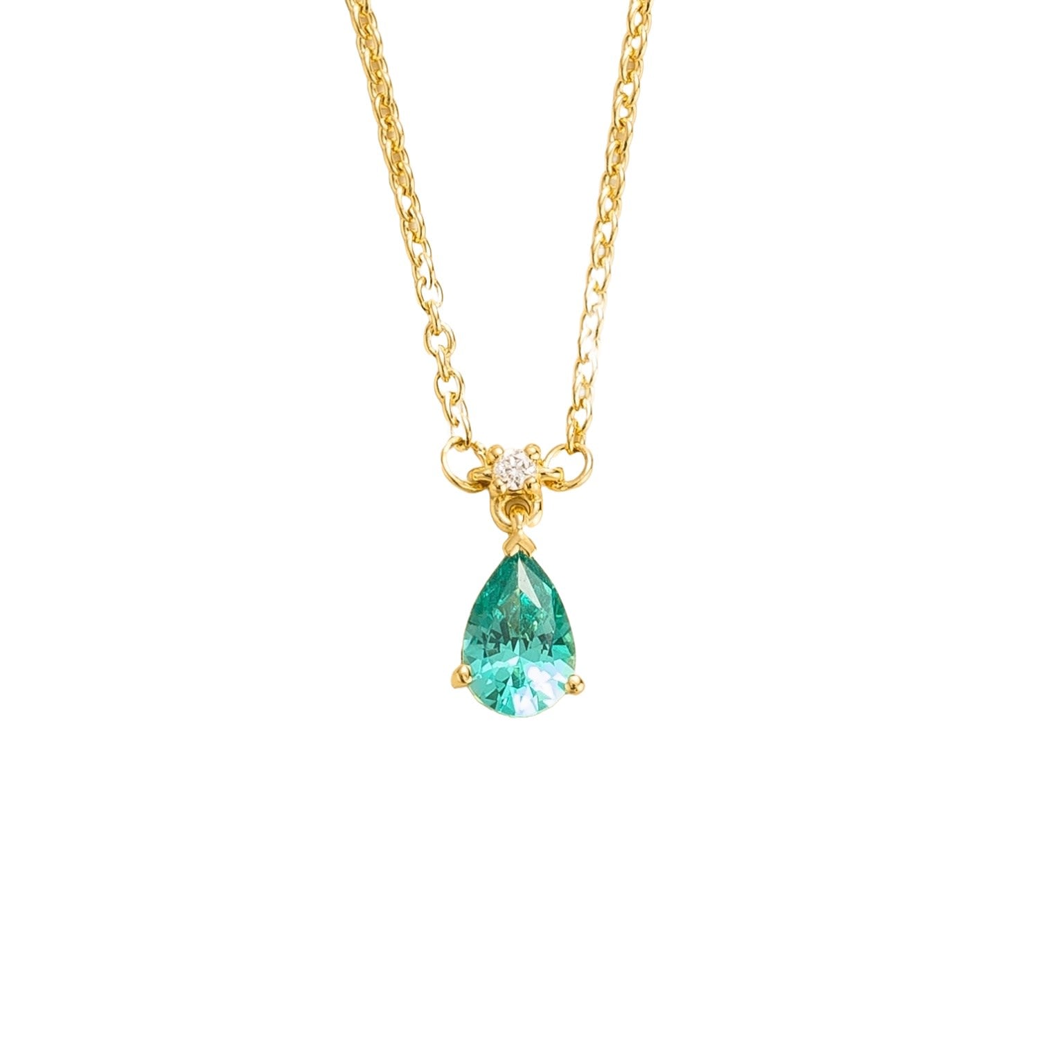 Ori Small Pendant Necklace Paraiba Sapphire & Diamond Set In Gold