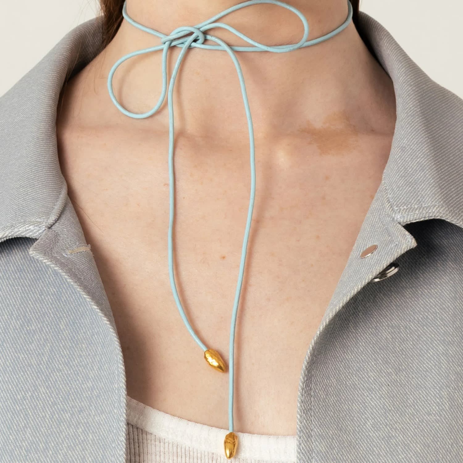 Origin Bow Blue Necklace Gold