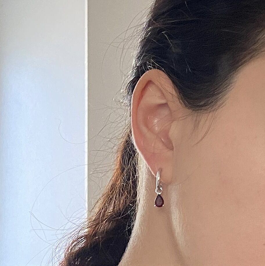 Pear-Shaped Amethyst Drop Earrings with Screw Back