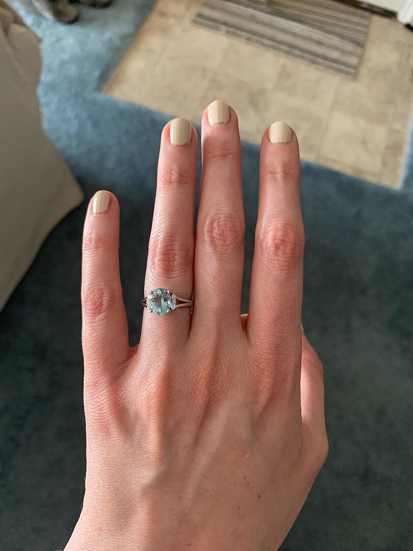 Oval Amethyst with Round Diamond Collar Solitaire Ring