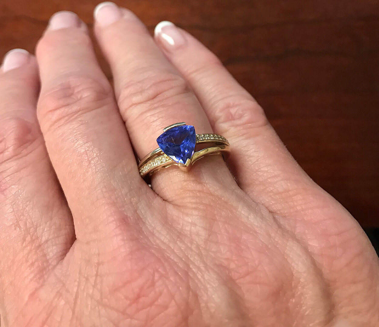 Split Shank Trillion Tanzanite Engagement Ring