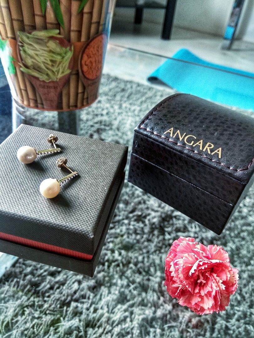 Freshwater Pearl and Diamond Bar Drop Earrings